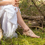 Rhodonite Anklet with Lotus Charm in Bronze