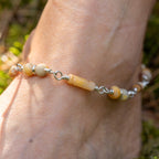 Lace Agate & Picture Jasper Anklet in Stainless Steel