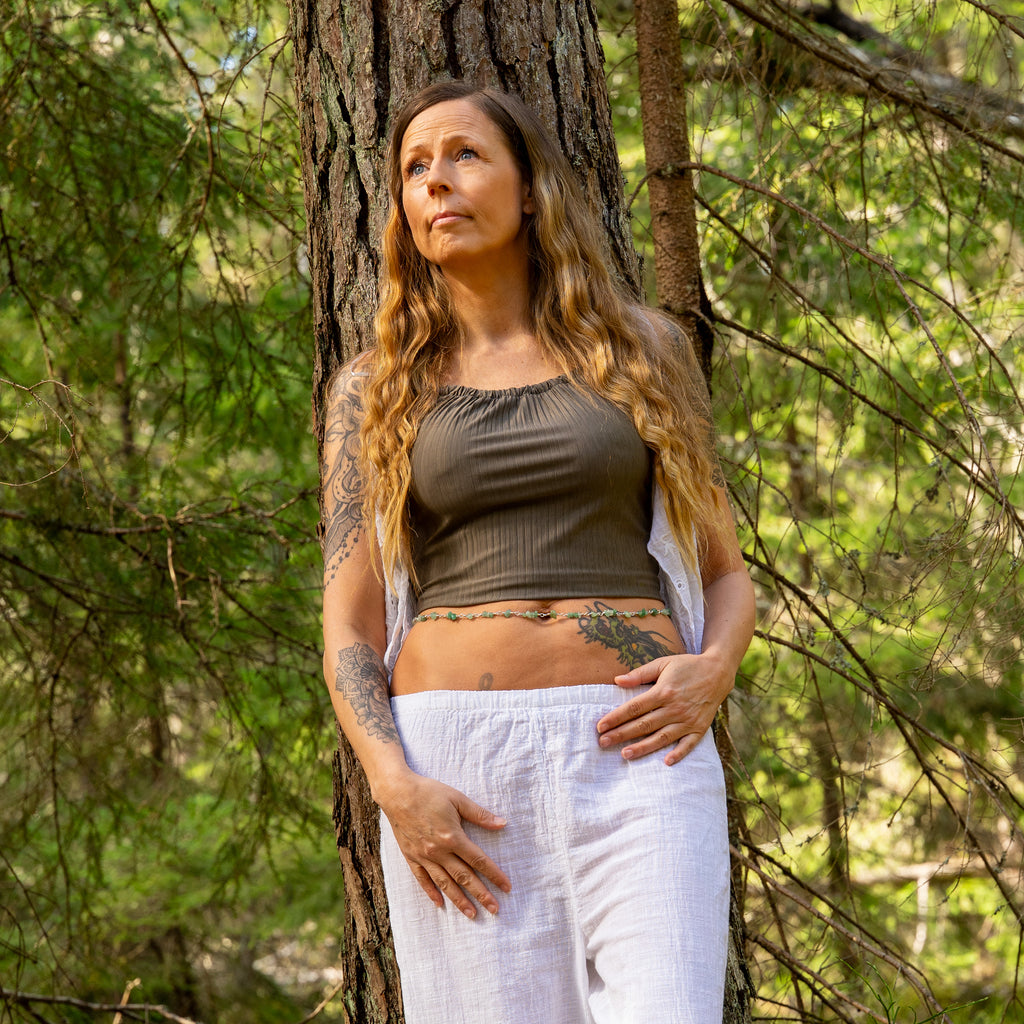 Aventurine Belly Chain in Stainless Steel