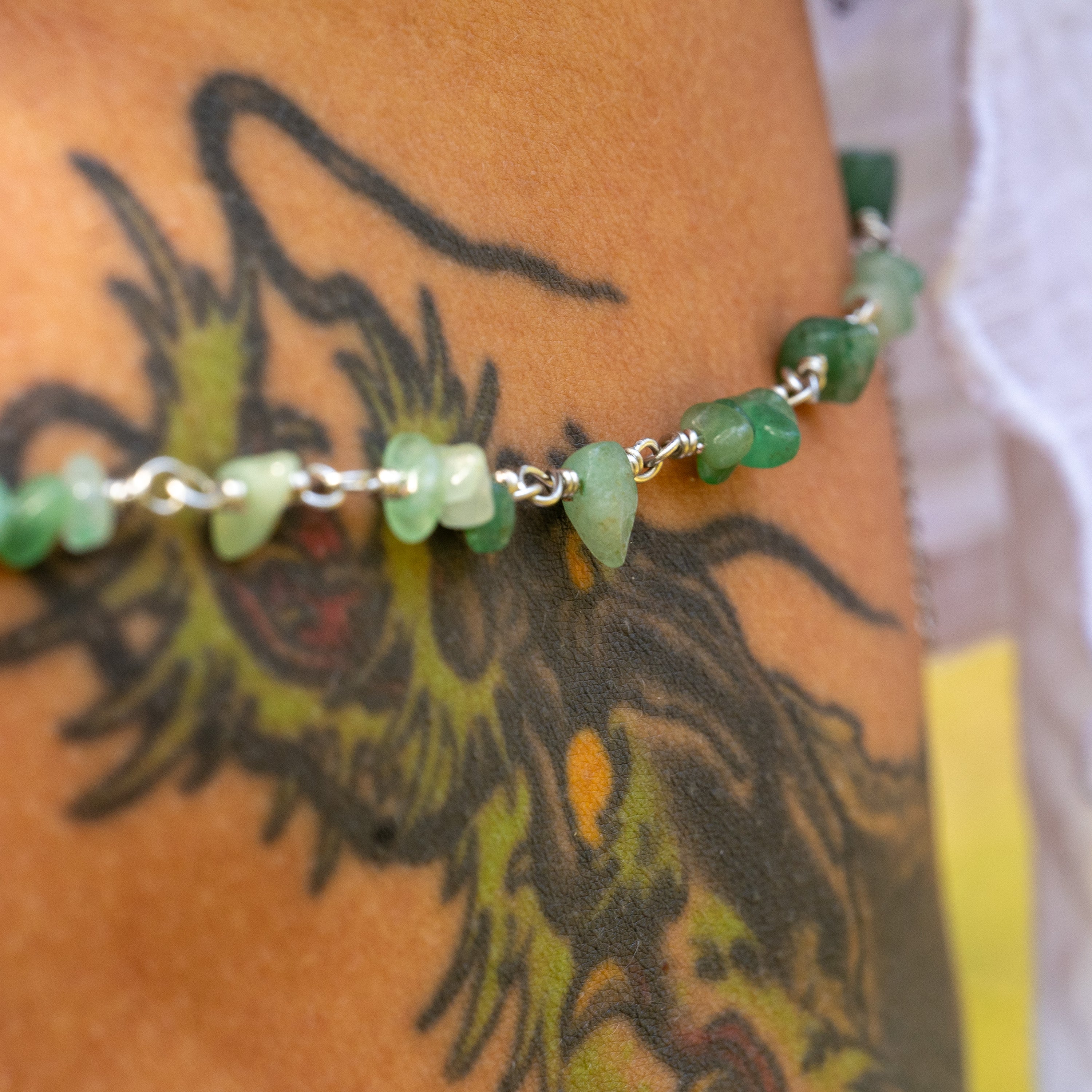 Aventurine Belly Chain in Stainless Steel