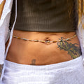 Lace Agate & Picture Jasper Belly Chain in Stainless Steel