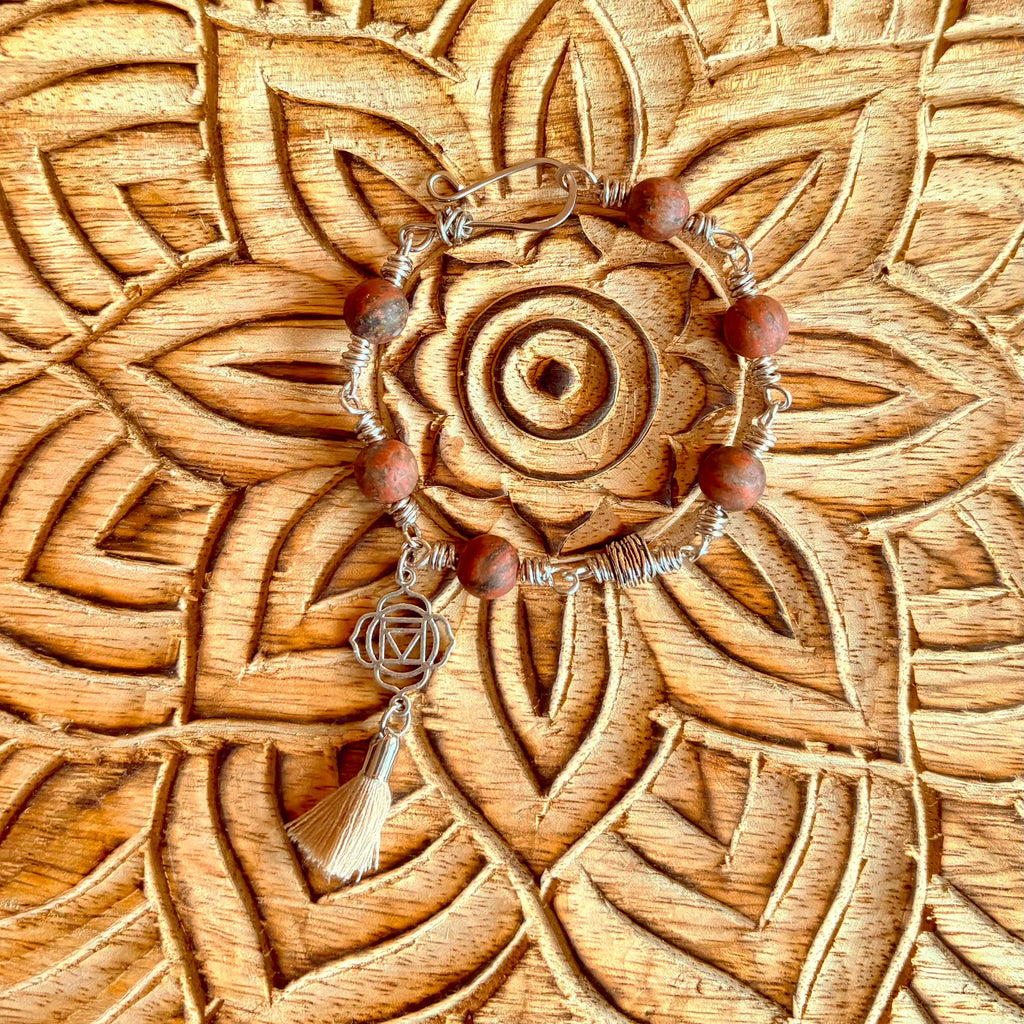 Root Chakra Bracelet – Muladhara in Stainless Steel with Red Sesame Jasper