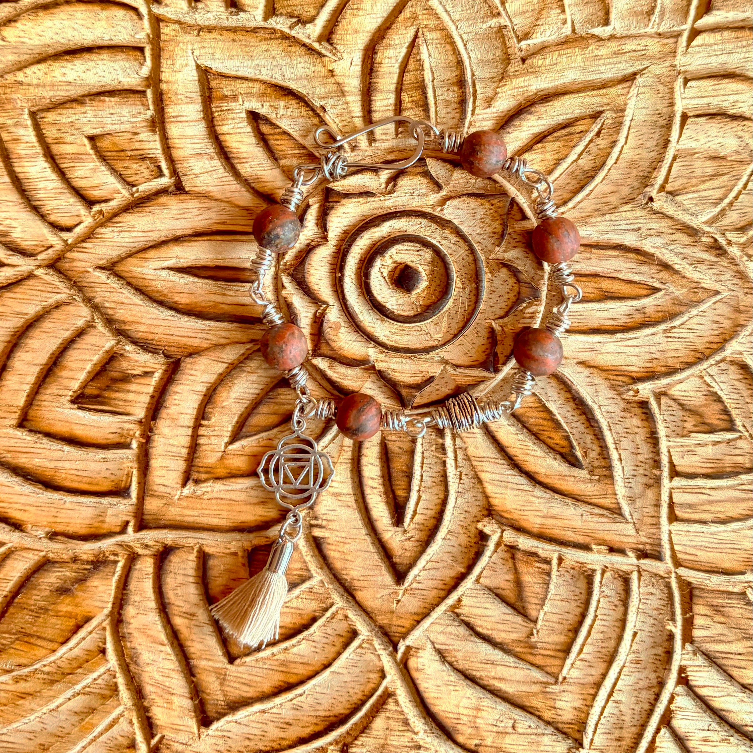 Root Chakra Bracelet – Muladhara in Stainless Steel with Red Sesame Jasper