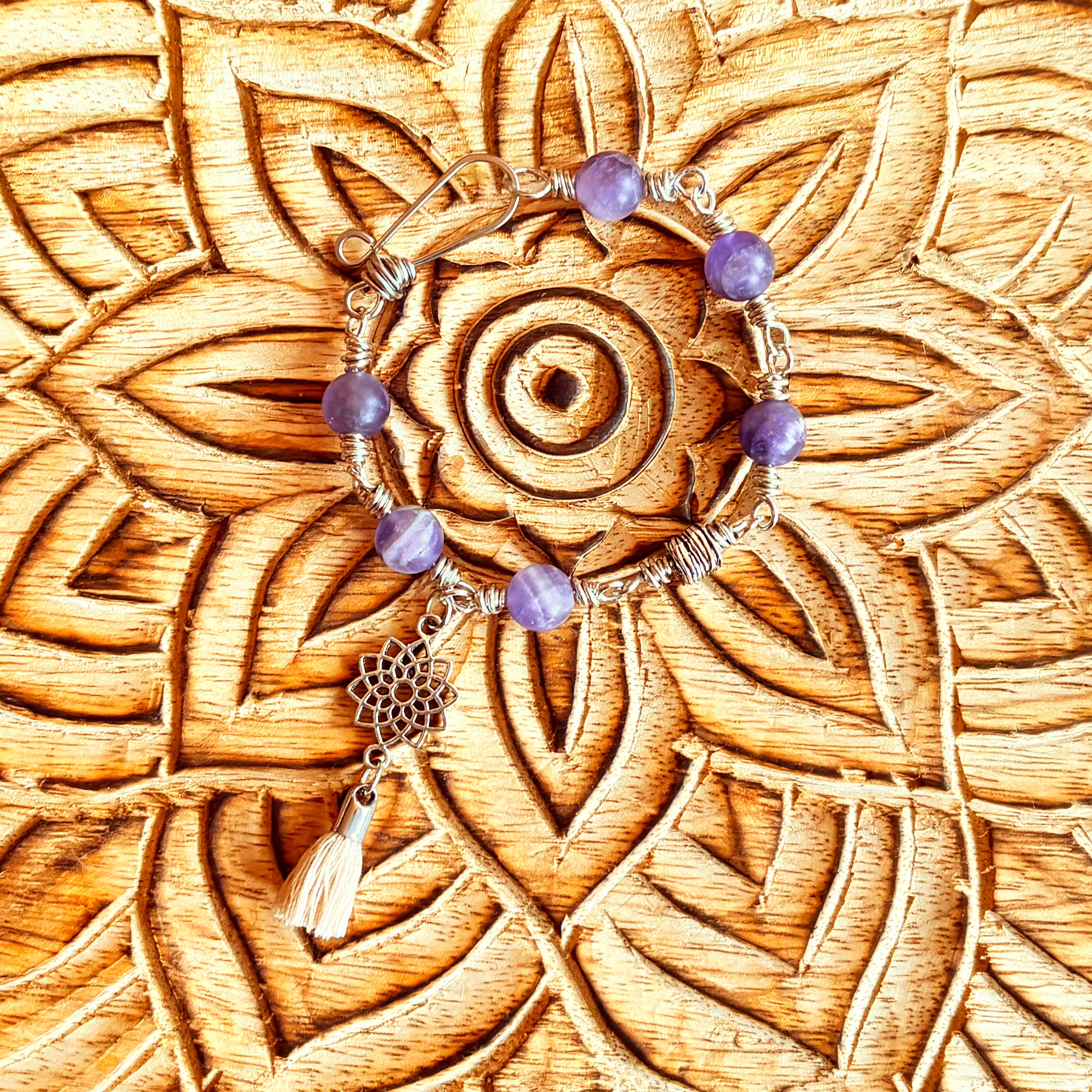 Crown Chakra Bracelet – Sahasrara in Stainless Steel with Amethyst