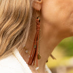 Suede Leather Tassel Earrings in Bronze