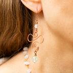 Prehnite Spiral Earrings in Copper