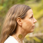 Orange Moonstone Dangle Earrings in Bronze