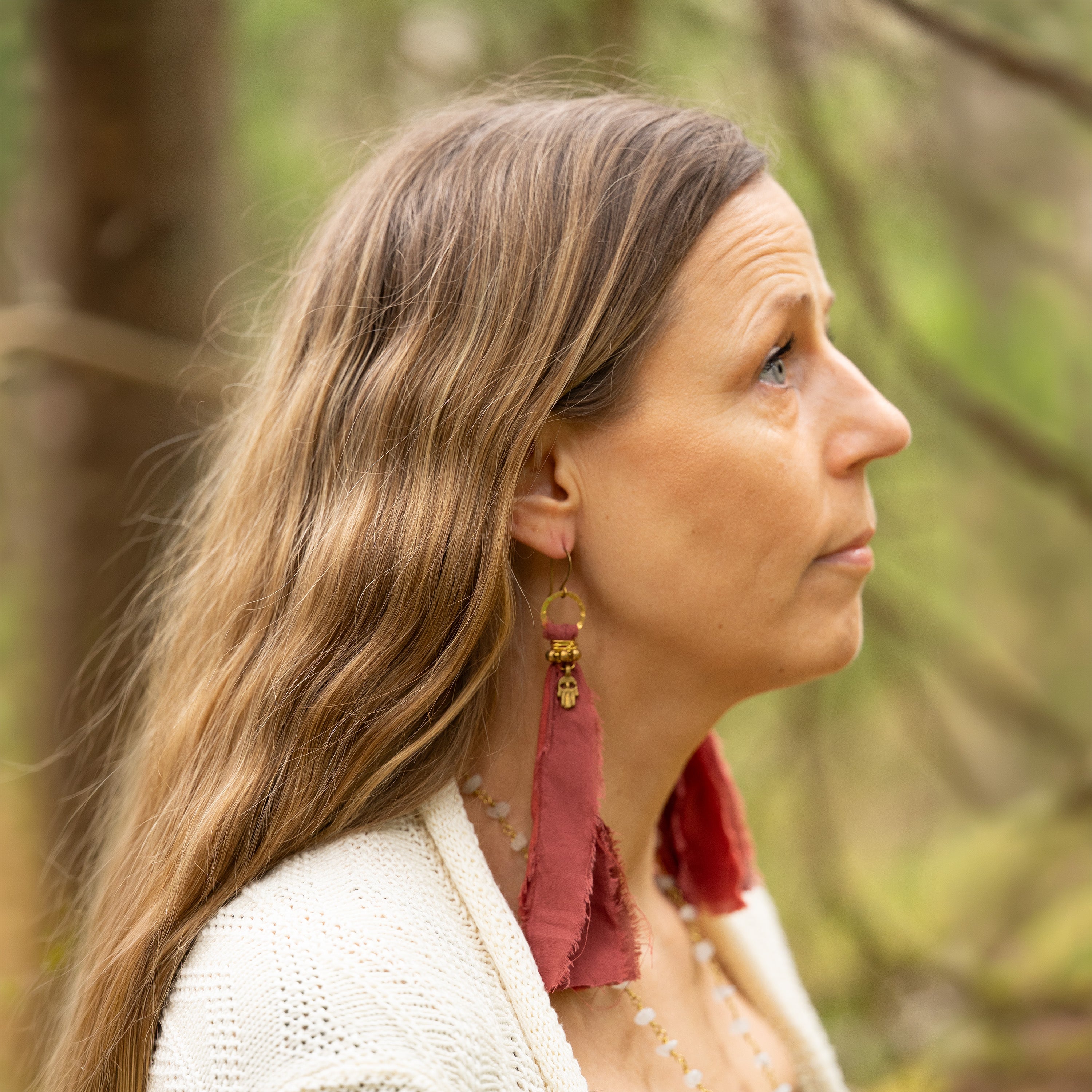Fabric Flow Earrings in Brass