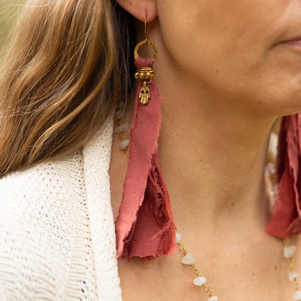 Fabric Flow Earrings in Brass