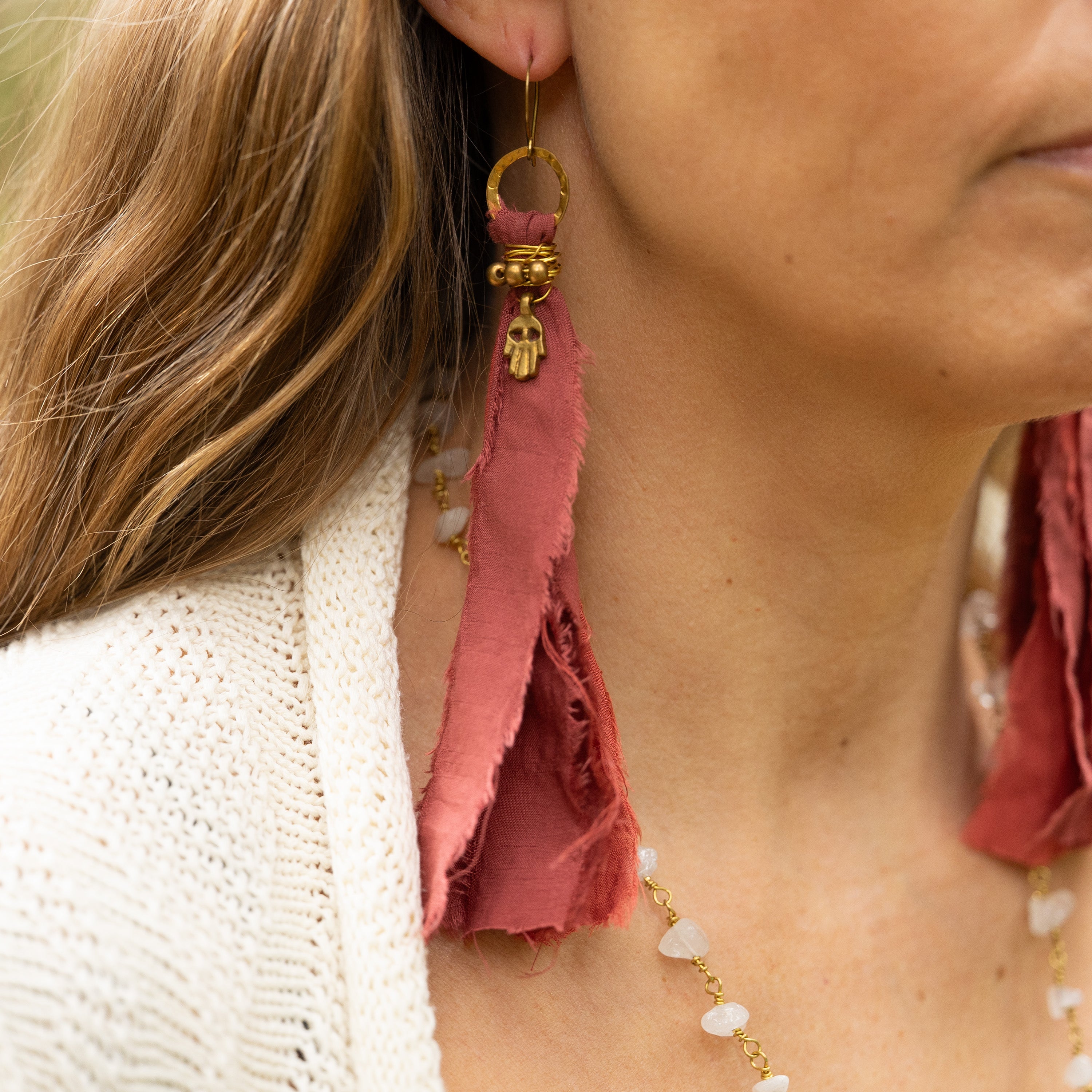 Fabric Flow Earrings in Brass
