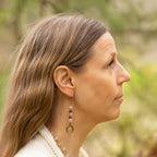 Orange Moonstone with Moon Charm Earrings in Bronze