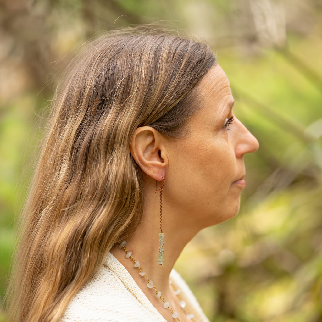 Prehnite Drop Earrings in Copper