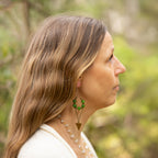 Peridot Dangle Earrings with Triangle Charm in Bronze