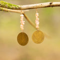 Orange Moonstone Dangle Earrings in Bronze