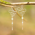 Prehnite Snake Flow Earrings in Stainless Steel