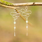 Prehnite Snake Flow Earrings in Stainless Steel