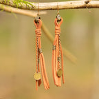 Suede Leather Tassel Earrings in Bronze