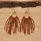 Suede Fringe Earrings in Brass