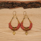Wrapped Fabric Hoop Earrings in Brass