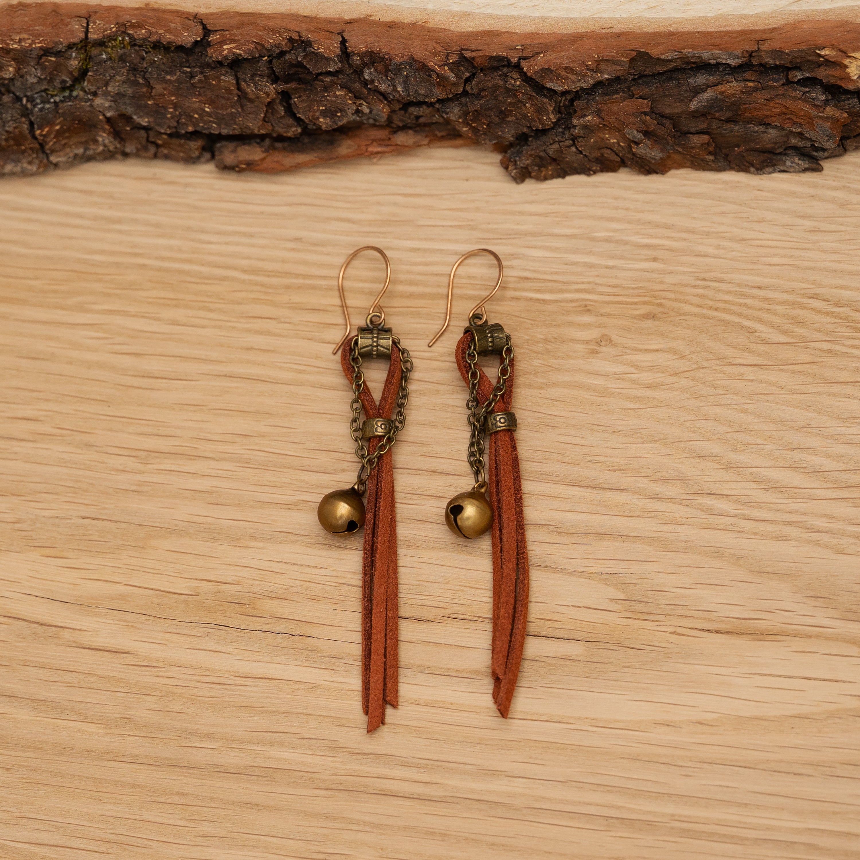 Suede Fringe Earrings in Bronze