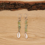 Prehnite and Shell Earrings in Stainless Steel