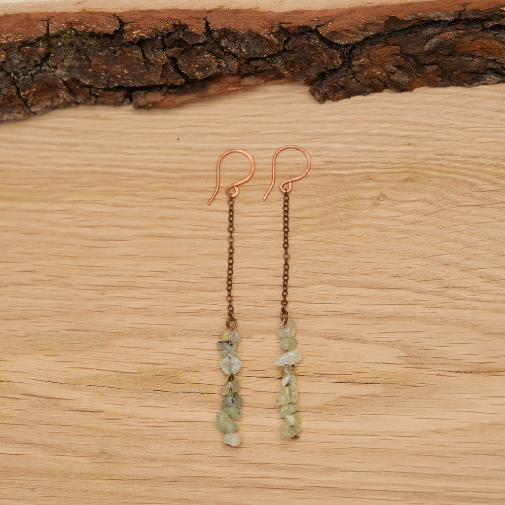 Prehnite Drop Earrings in Copper