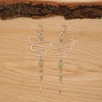 Prehnite Snake Flow Earrings in Stainless Steel