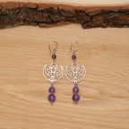 Amethyst Lotus Earrings in Stainless Steel