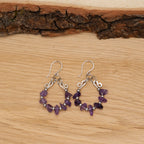 Amethyst Hoop Earrings in Stainless Steel