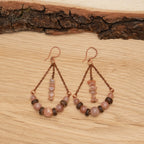Orange Moonstone with Chain Earrings in Copper