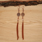 Orange Moonstone Fringe Earrings in Copper