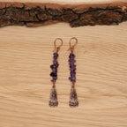 Amethyst Dangle Earrings in Copper