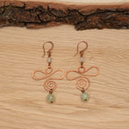 Prehnite Spiral Earrings in Copper