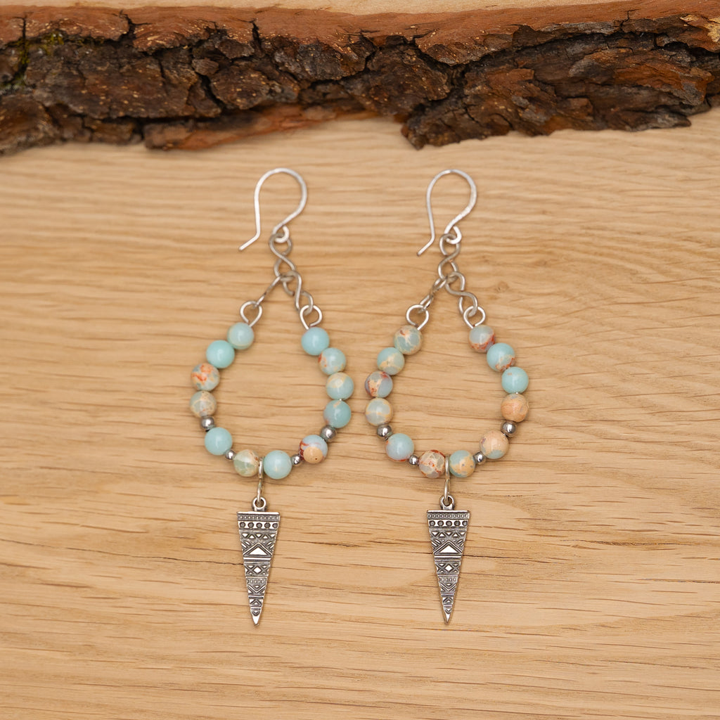 Sea Sediment Jasper Charm Earrings in Stainless Steel