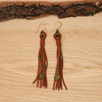 Suede Leather Tassel Earrings in Bronze