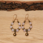 Rose Quartz Earrings in Bronze