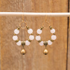 Rose Quartz Earrings in Bronze
