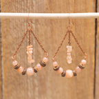 Orange Moonstone with Chain Earrings in Copper
