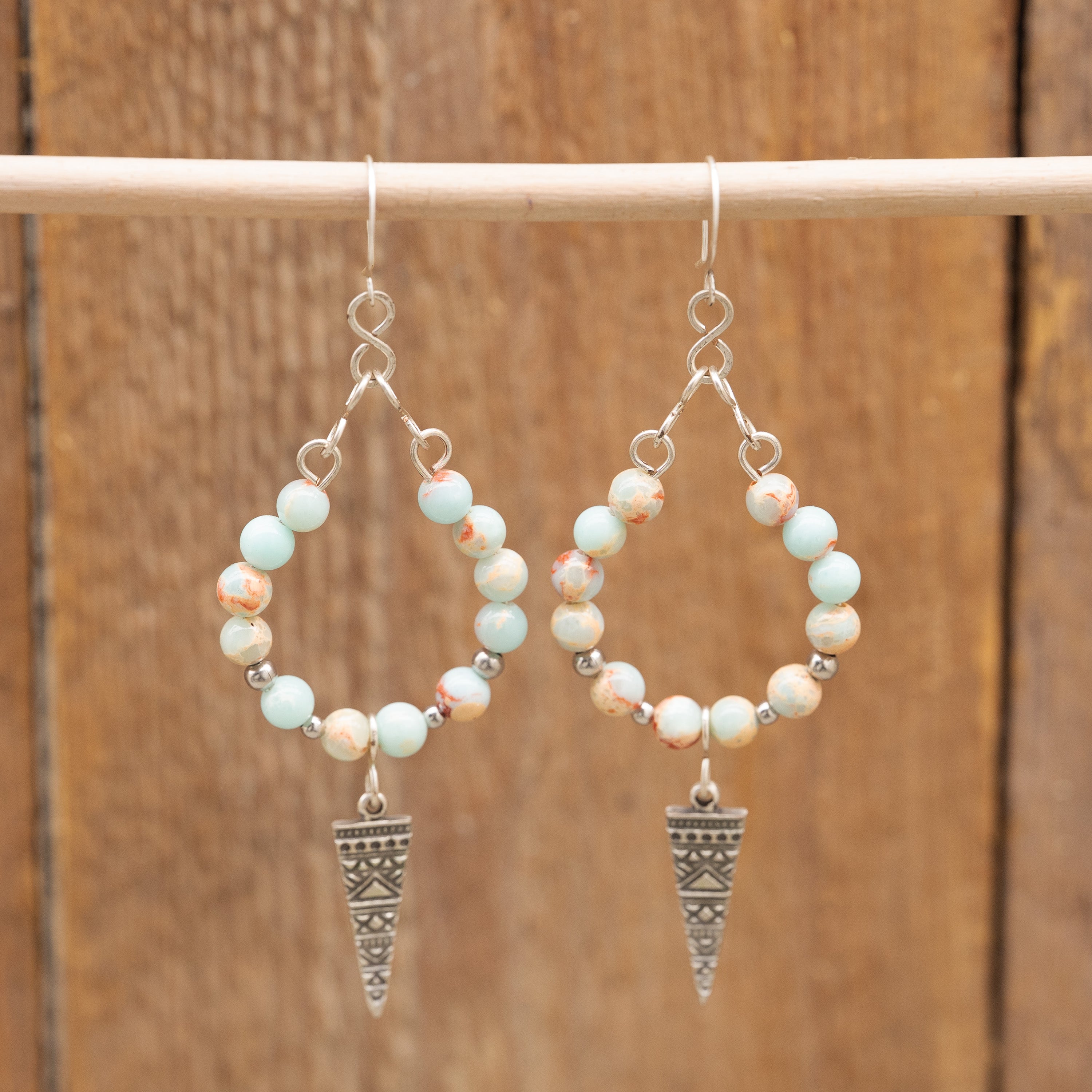 Sea Sediment Jasper Charm Earrings in Stainless Steel