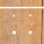 Prehnite Spiral Earrings in Copper