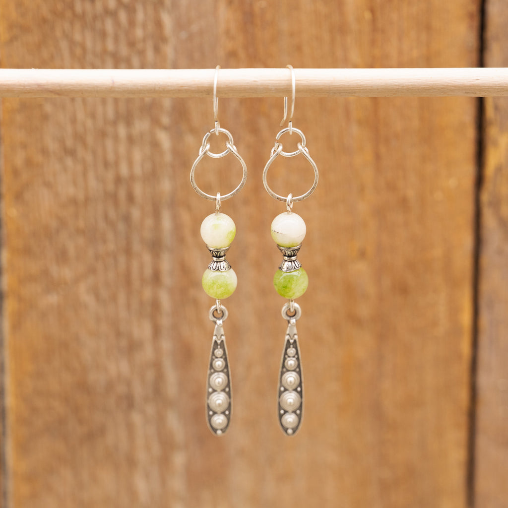 Peridot Drop Earrings in Stainless Steel