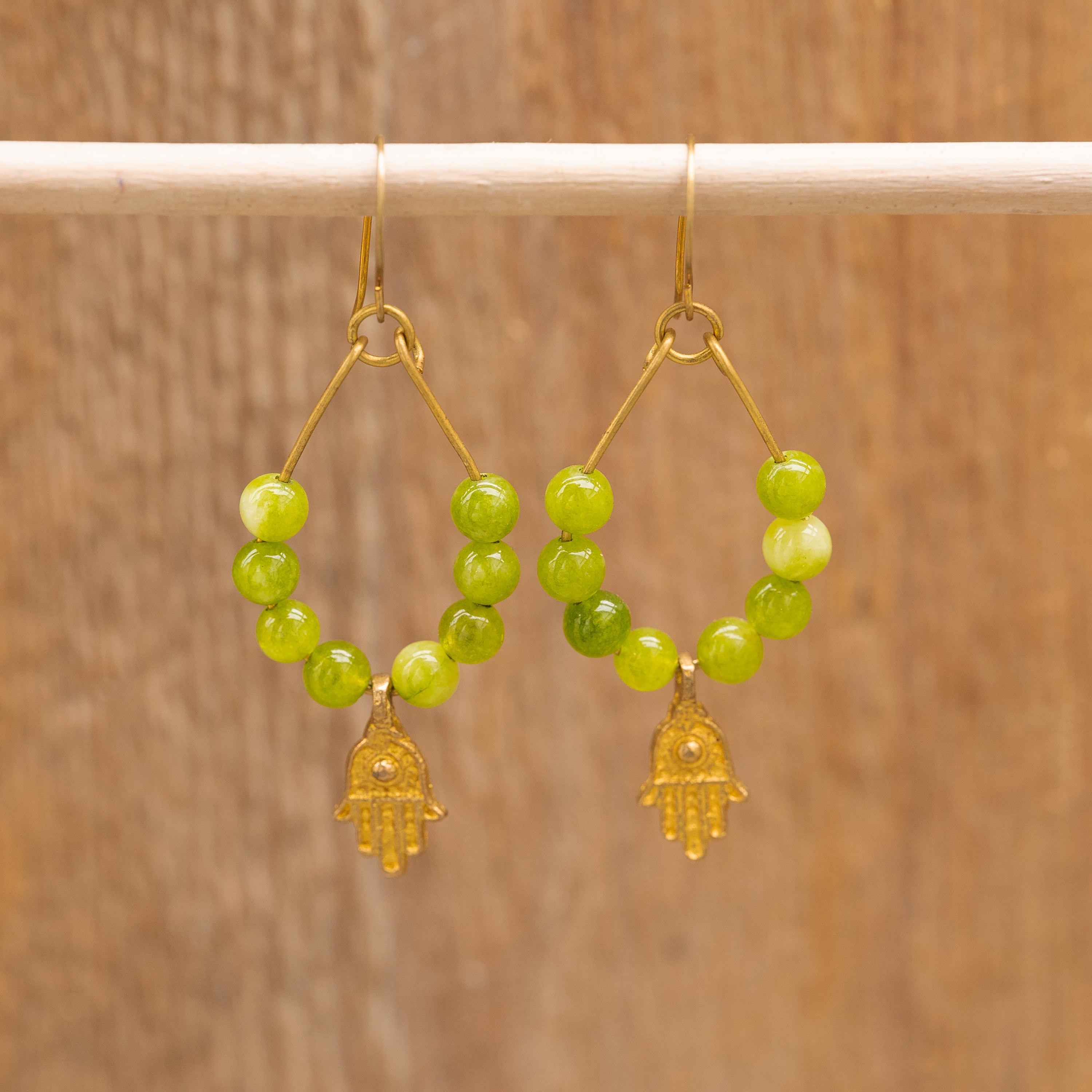 Peridot Protection Earrings in Brass