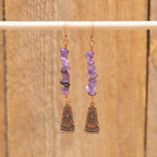 Amethyst Dangle Earrings in Copper