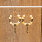 Yellow Calcite Charm Earrings in Bronze