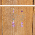Amethyst Lotus Earrings in Stainless Steel