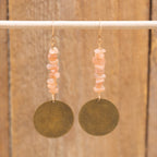 Orange Moonstone Dangle Earrings in Bronze