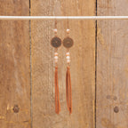 Orange Moonstone Fringe Earrings in Copper