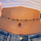 Lace Agate & Picture Jasper Belly Chain in Stainless Steel