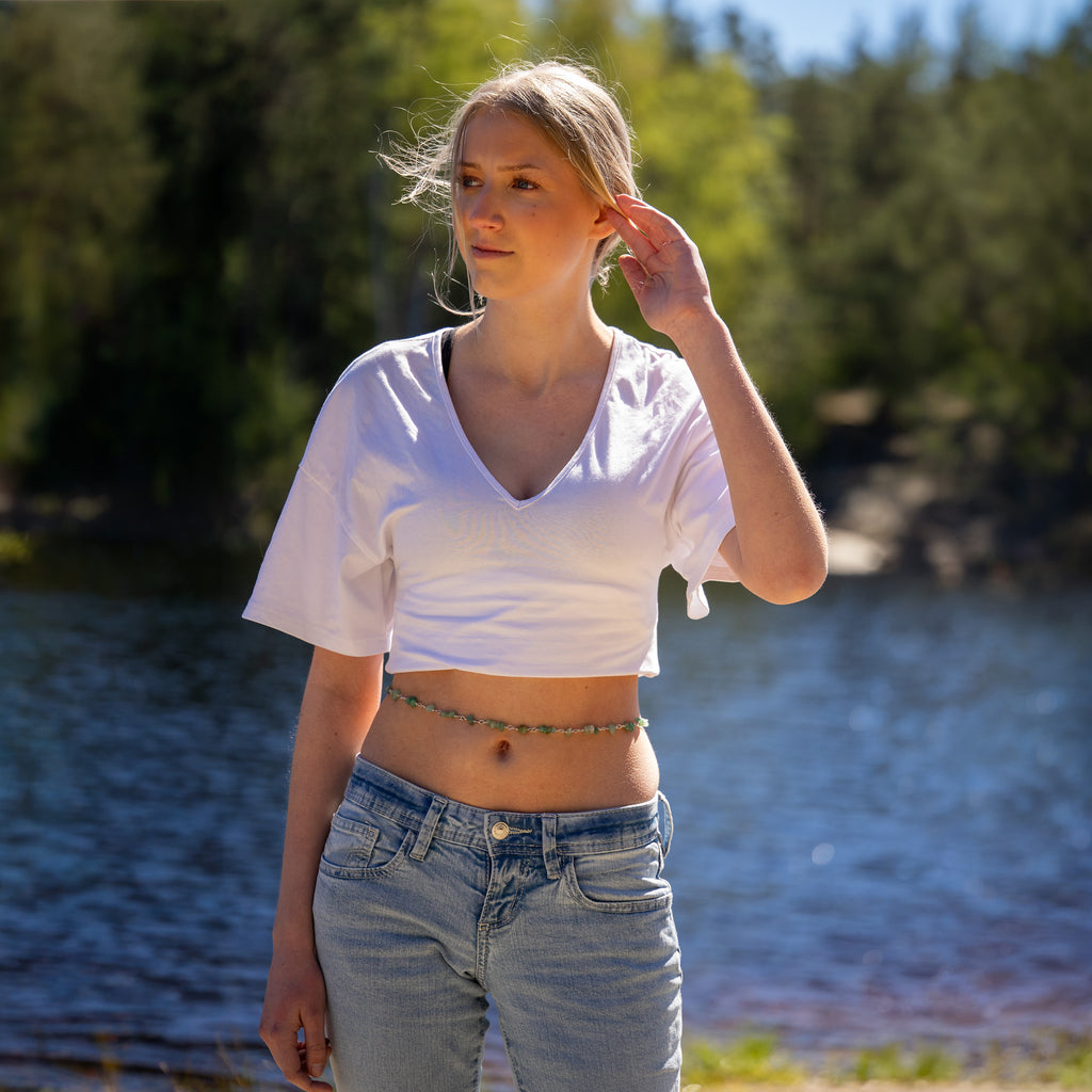 Aventurine Belly Chain in Stainless Steel