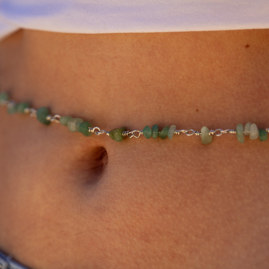 Aventurine Belly Chain in Stainless Steel